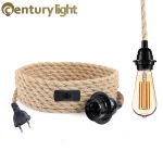 2M 3M Vintage Style Hemp Rope Pendant Light Cord Kits Eu