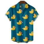 Duck 3d Print Summer Beach Shirt Men Floral Fashion