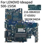 Motherboard LENOVO Ideapad 500-15ISK I7-6500U Mainboard AIWZ2 AIWZ3 LA-C851P