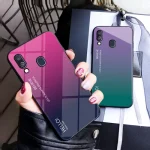 Samsung Galaxy A40 Case Fashion Hard Tempered Glass Gradient Protective Back Cover