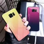 Samsung Galaxy S7 edge Case Hard Tempered Glass Fashion Gradient Protect Back