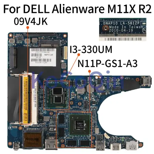 DELL Alienware M11X R2 GT335M Notebook Mainboard CN-09V4JK 09V4JK LA-5812P  I3-330UM - BornilShop