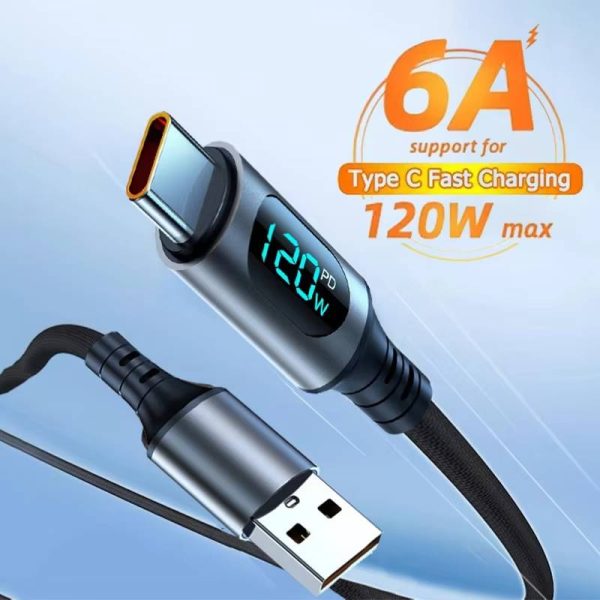 6A 120W USB A To Type C Super Fast Charge Cable Nylon Data Cord-used-mobile-photo-bangladesh-buy-sale-exchange-shop