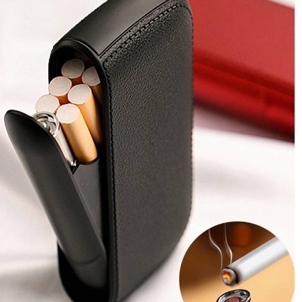 New Imitation Leather Cigarette Case with USB Tungsten Electronic Lighter Cigarette Case-used-mobile-photo-bangladesh-buy-sale-exchange-shop