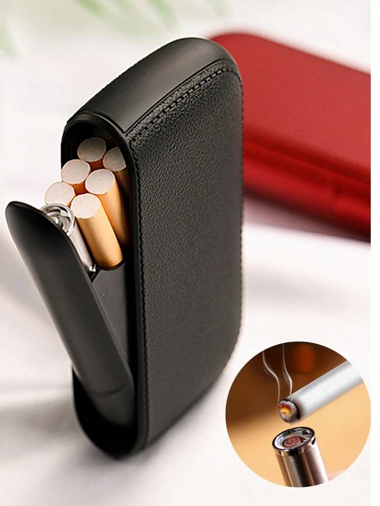 New Imitation Leather Cigarette Case with USB Tungsten Electronic Lighter Cigarette Case-used-mobile-photo-bangladesh-buy-sale-exchange-shop