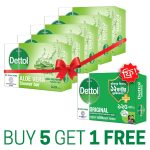 Buy 5 Dettol Aloe Vera Soaps (125gm), Get 1 Original Germ Defence Soap (125gm) FREE