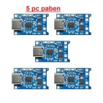 5pcs TP4056 Type-C USB 5V 1A 18650 Lithium Battery Charger Module with Dual Protection>
