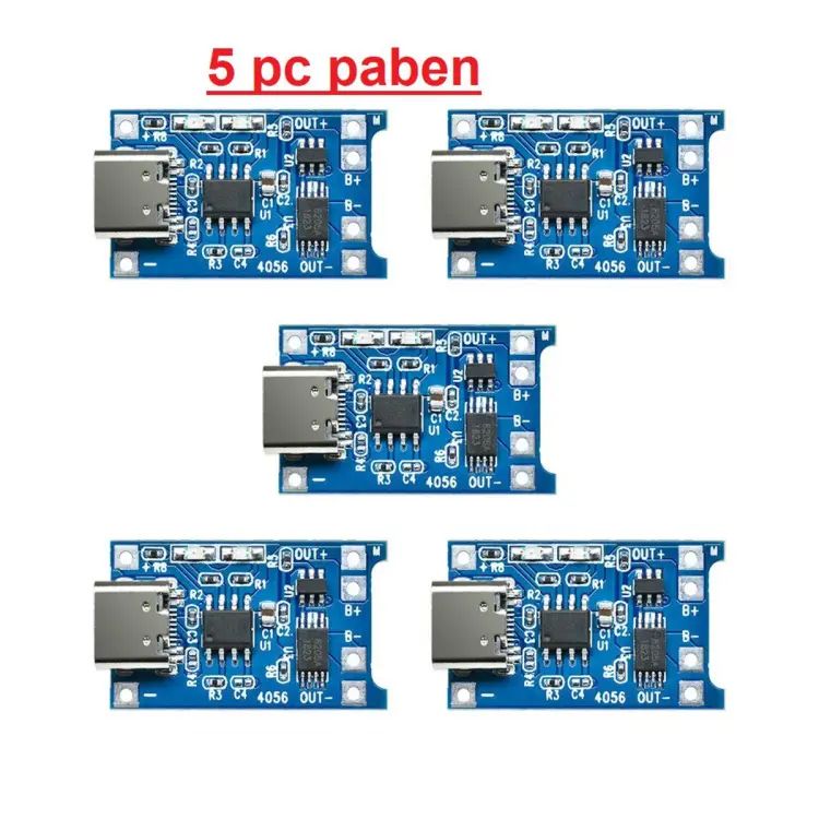 S1c963e4913f048eaad369b066d70260dN 5pcs TP4056 Type-C USB 5V 1A 18650 Lithium Battery Charger Module with Dual Protection> - Image 1