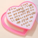 New Simple Multifarious Styles Rhinestone Stud Earrings For Girls Gold Silver Plastic Earrings