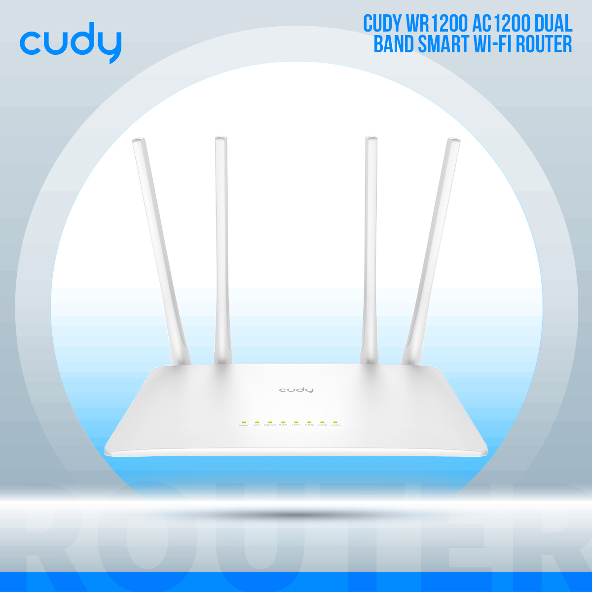 ecdeefe9f6083088cc007dd56e4742f1 Cudy WR1200 AC1200 Dual Band Smart Wi-Fi Router - 5dBi High Gain Antennas - 867Mbps at 5GHz and 300Mbps at 2.4GHz - White - Image 1