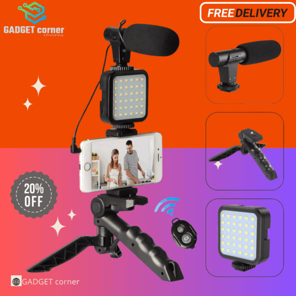 Video Kit AY 49 Phone Vlog Tripod Vlogging Kit with Microphone