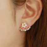 Korean Style Small Daisy Flower Back Hanging Earrings Ear Jacket