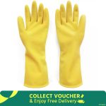 Rubber Safety Hand Gloves Yellow Latex Use Kitchen Resist