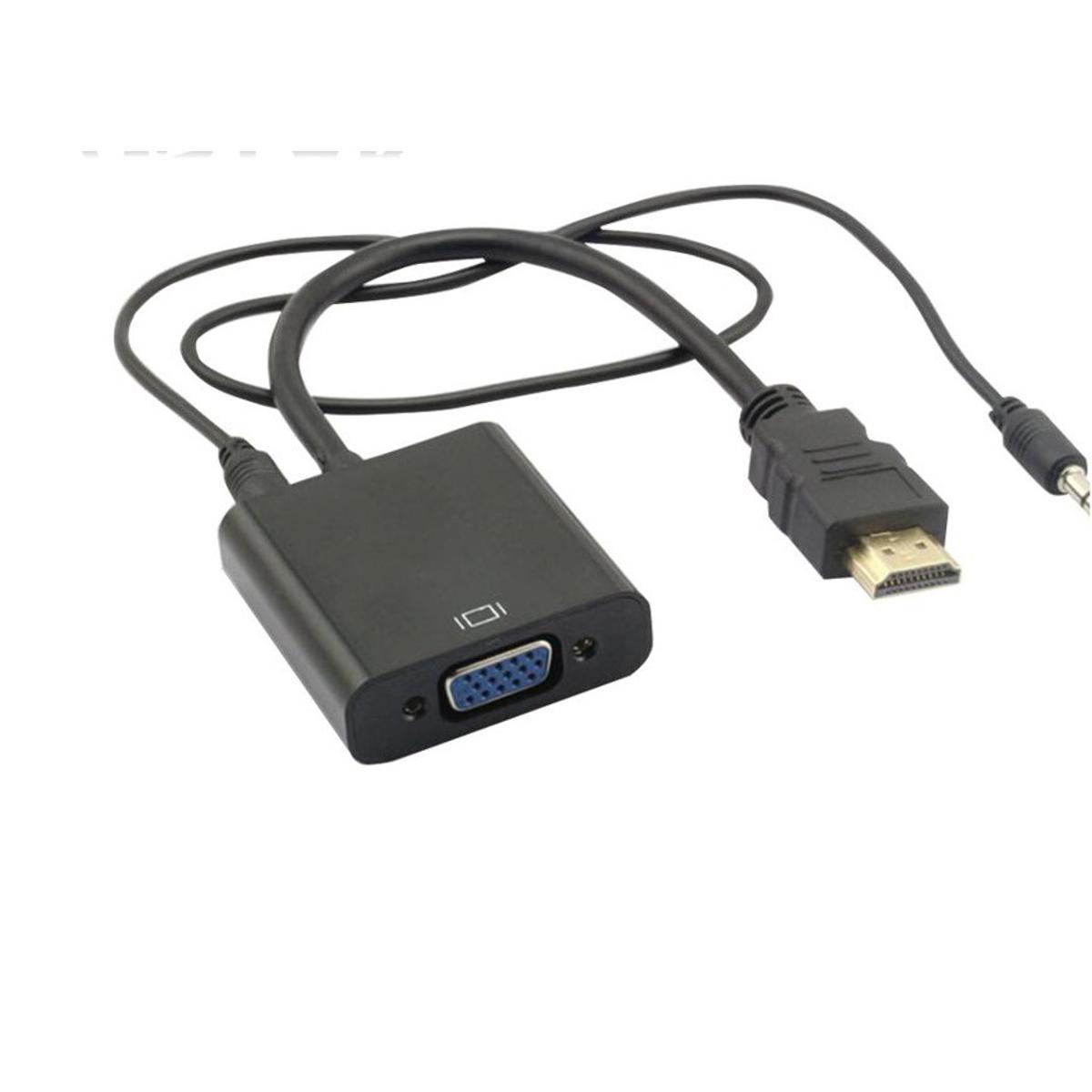 67ab368e493f7ef30e7e4f88344fe06a HDMI to VGA Adapter Converter with Sound Cable **BLACK OR - Image 1