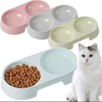 Pet Double Bowl of Water Food pink Dog Cat