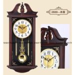 Luxury Imitation Wood Grain Retro Silent Swing Wall Clocks Large