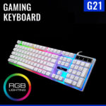 Gaming Keyboard White Color G21 RGB Lighting Keyboard   Elevate