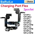 BaRuiLe 2 Charging Port Dock Connector Flex Cable with Microphone iPhone 14 13 12 Pro Max 16 15 Plus USB Charger Repair Bangladesh (New)