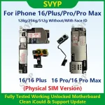 Fully Tested 100% Working Motherboard iPhone 16ProMax Mainboard With Face ID Unlocked And Cleaned iCloud Pysical SIM Version Bangladesh (New)