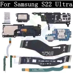 Top Ear Loud Speaker SIM Card Charging Port Board Samsung S22 Ultra 5G Power Volume Signal Antenna LCD Motherboard Main Flex Bangladesh (New)
