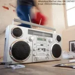 Brooklyn 1980S Style Portable Boombox   CD Player Cassette Player FM Radio USB Wireless Bluetooth Speaker   Silver Bangladesh (New)