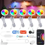 Tuya WIFI DC12V RGB Color Under Cabinet Lights Dimmable Puck Light Festival Wardrobe Bedroom Kitchen Alice Alexa Google Home Bangladesh (New)