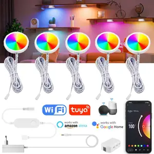 S8123c964dda74b54944fd110d768cd5et_300x300q75 Tuya WIFI DC12V RGB Color Under Cabinet Lights Dimmable Puck Light Festival Wardrobe Bedroom Kitchen Alice Alexa Google Home Bangladesh (New) - Image 1