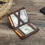 CONTACT'S Magic Wallets Genuine Leather Men Slim Wallets RFID Card Holders Money Clip Ultra Thin Small Mini Wallets Men Gift Bangladesh (New)