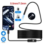 5.5/7.0MM Type C Endoscope Camera IP67 Waterproof with 6 Adjustable LEDs USB Android Flexible Inspection Borescope Phone PC Bangladesh (New)