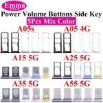 5 Mix Color SIM tray Holder SD Card Power Volume Buttons Side Key On Off Adapter Drawer Samsung A05 A05s A15 A25 A35 A55 Bangladesh (New)