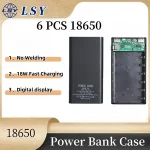 6 Cell No Battery 18650 Battery Power Bank Case Digital Display Kit No Welding Charging DIY Portable Recycling Bangladesh (New)