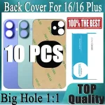 10 2 in 1 Big Hole Rear Battery Back Door Glass iPhone 16 Plus Back Cover Glass iPhone 16 Replacement Part Bangladesh (New)