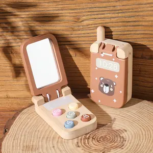 Sc66e52d67919485683277f5e2c293d04O_300x300q75 Cartoon Bear Wooden Simulation Flip Phone Baby Montessori Toys Mobile Early Learning Puzzle Toys Finger Movement Games Bangladesh (New) - Image 1