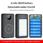 1Pc Dual USB Type C Charge Shell 6*18650 Power Bank Battery Box Holder With Camping Lights Phone 18650 Battery Cases Bangladesh (New)