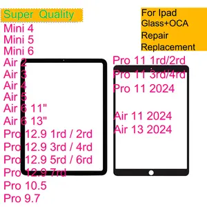 Sf06a20f8e67d4cf0ad4be842195ce334E_300x300q75 10/Lot iPad Air 6 5 4 3 2 Mini Pro 12.9 10.5 9.7 Air 13 11 Touch Screen Panel Front Outer Glass With OCA Repair Bangladesh (New) - Image 1
