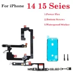 BackShell Mute ON OFF Switch Power Volume Button Flex Cable Ribbon + Bottom Screw + Waterprooft Sticker iPhone 14 15 Plus Pro Max Bangladesh (New)