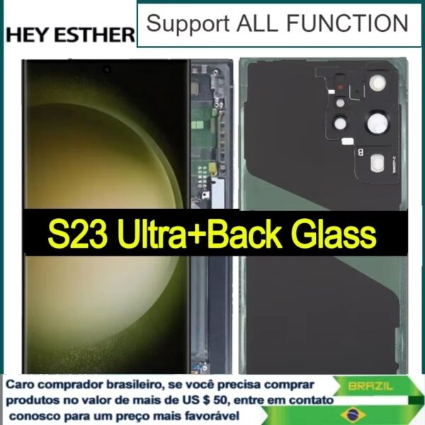 6.8'' Dynamic AMOLED LCD Replacement for SAMSUNG S23 Ultra Touch Screen SM-S918B, SM-S918B/DS Display with Back Glass
