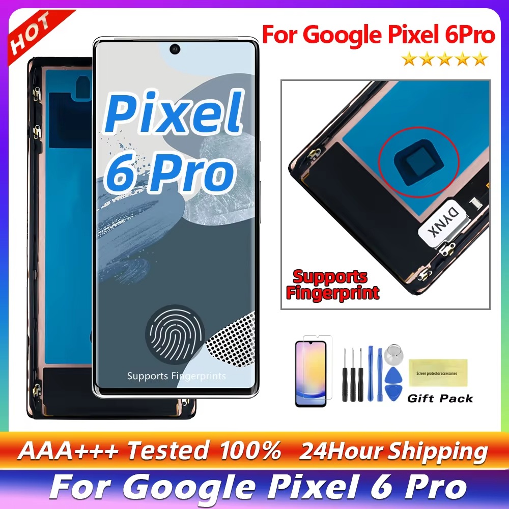 New 6.7'' Screen AMOLED For Google Pixel 6 Pro GLUOG G8VOU LCD With Bracket Display Touch Screen Digitizer Assembly Replacement