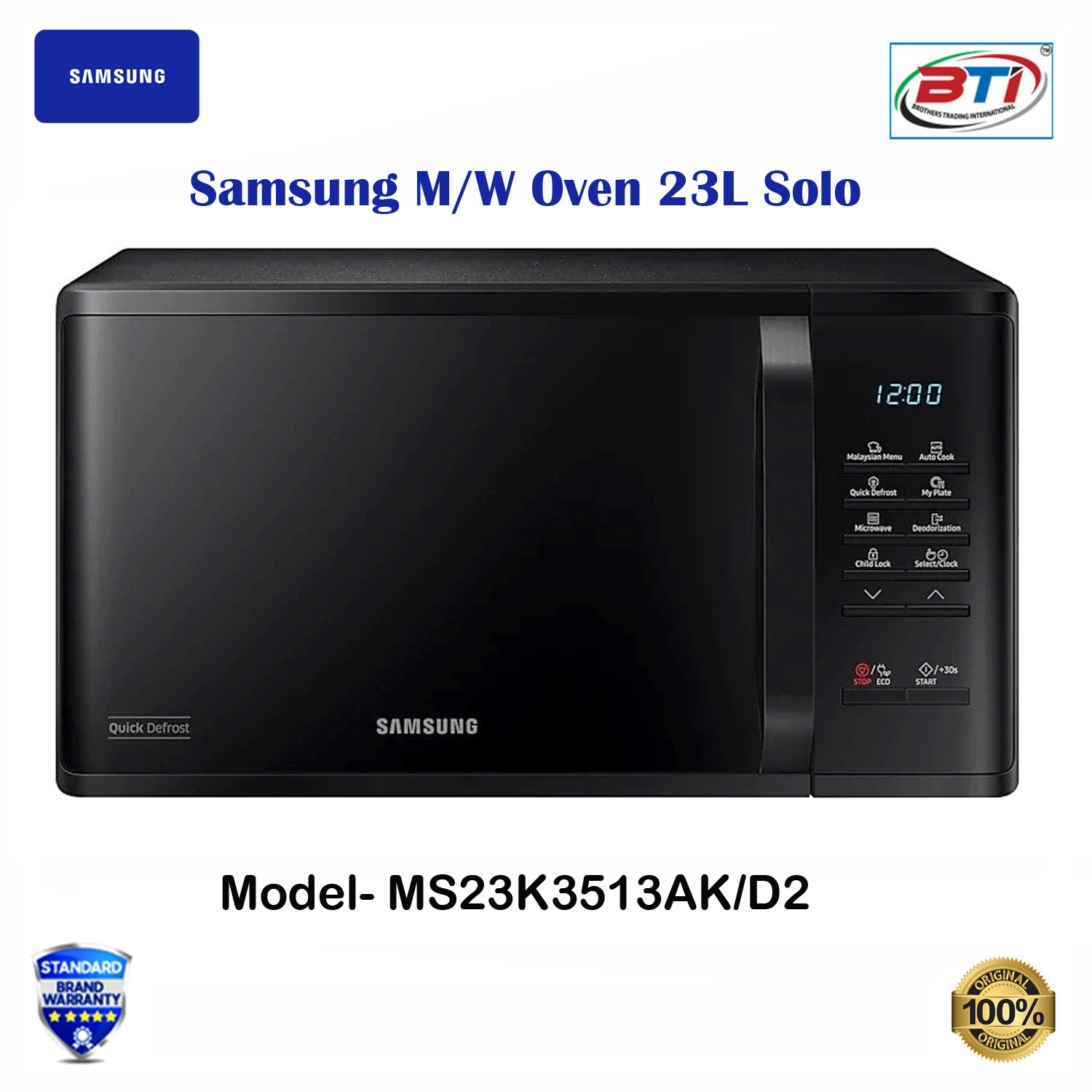 0aa03842b23e8d3d181bf0fe9b869b84 Samsung MW Oven 23L Solo Model MS23K3513AKD2 - Image 1