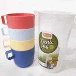 Plastic Jug With Multicolor Cup picnic jug Tea cup set with Jug
