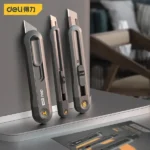 3Pcs/Set Deli Home Retractable Utility Knife 9/18mm Premium Sharp Blades Box Cutter (New)