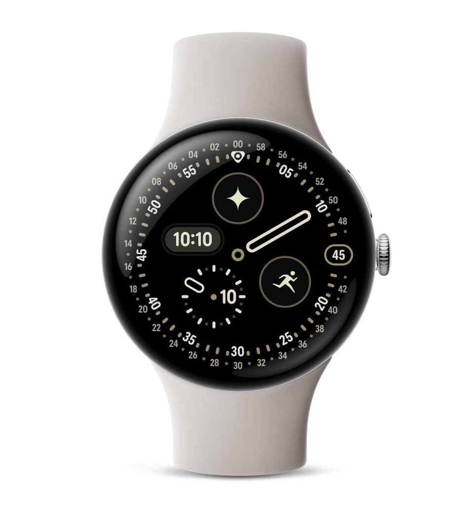 Google Pixel Watch 4 (45mm) - Smartwatch - Porcelain Active Band - Wi-Fi | Android smartwatch, heart rate, fitness, and sleep tracking, 30-hour battery, Gemini built in, water resistant
