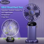 EsoGoal Mini Portable Fan LED Digital Display Foldable Handheld