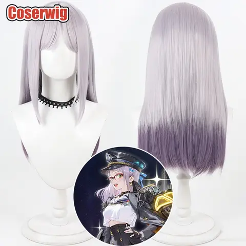 A5f6ecd130a35427191e2ce850ec9e2dcM_480x480q75 Coserwig Synthetic Hair Neon Cosplay Wigs Nikke The Goddess of Victory Neon 60cm Long Straight Mixed Purple Wig Heat Resistant (New) - Image 1