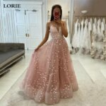 LORIE Pink Wedding Dress A Line Lace Bride Dresses Spaghetti Strap 3D Flowers Wedding Gowns Custom Made (New)