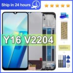 Tested 6.51'' Y16 Display Screen Vivo Y16 LCD V2204 V2214 Touch Digitizer Assembly Replacement with Frame Bangladesh (New)