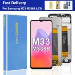 Tested M33 Display with Frame Samsung M33 M336 M336B M336B DS Touch Screen Digitizer Assembly Repair Parts (New)