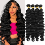 30 Inch Natural Black Loose Deep Bundles Human Hair Brazilian Remy Hair Weaving Curly Human Hair 1/3 Bundle Deals For Extensions (New)