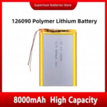 126090 8000mAh 29.6Wh Rechargeable Charging Lithium Batteries Lithium Polymer Battery Cell 3.7V Power Bank Bangladesh (New)