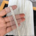 180cm White Black Champagne Beaded Lace Trim Tape Fabric Ribbon DIY Collar Sewing Garment Headdress Net Mesh Lace Materials (New)